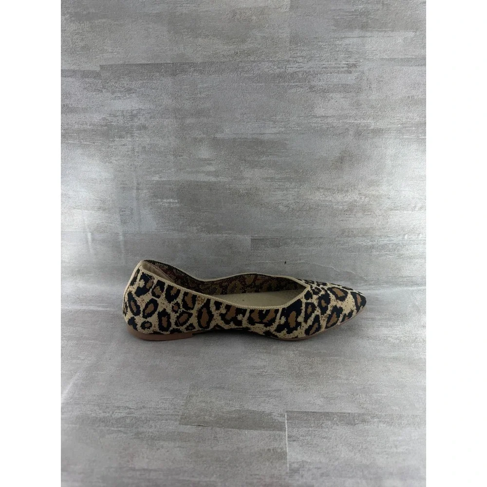 Skechers Cleo Bewitched Leopard Print Stretch Flats 44886 Tan Black Women Sz 9.5